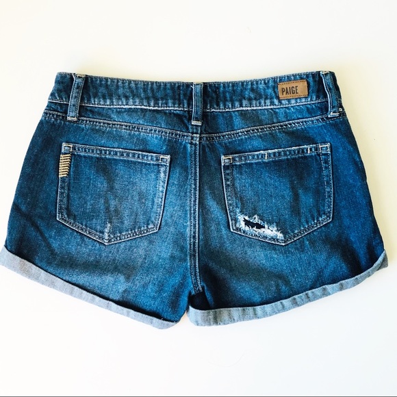 PAIGE Jimmy Jimmy distressed denim shorts Sz 26 - Picture 3 of 5
